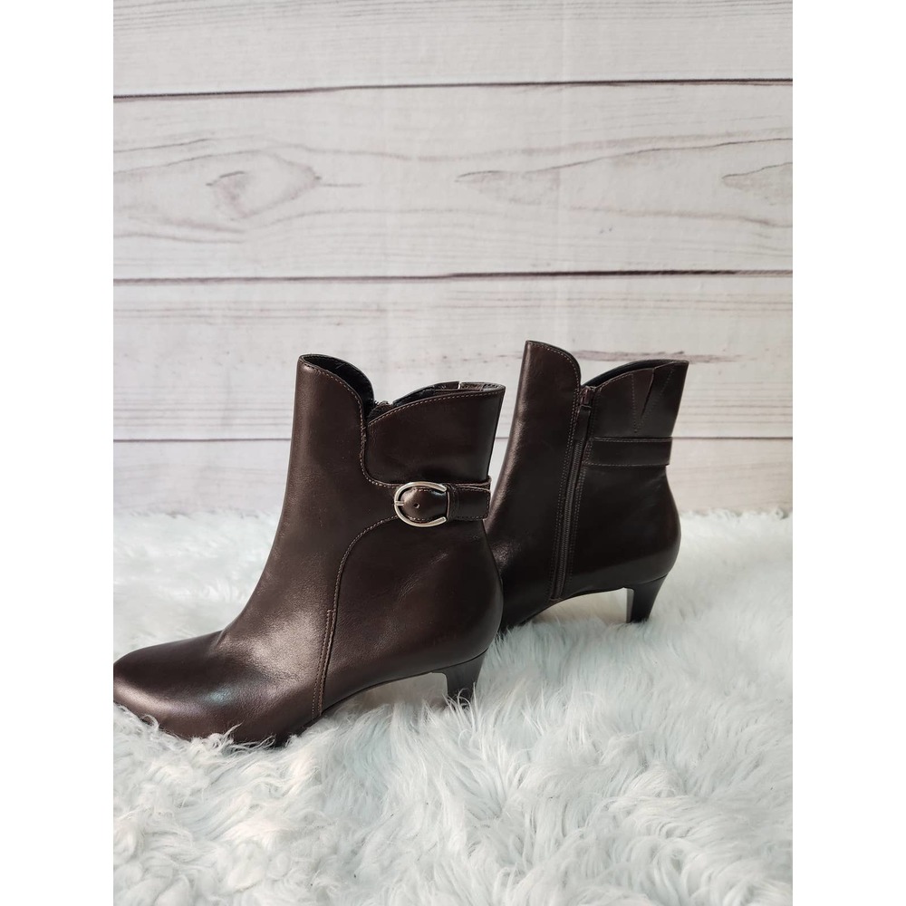 Talbots Brown Leather Ankle Boots with Buckle - Picture 4 of 9